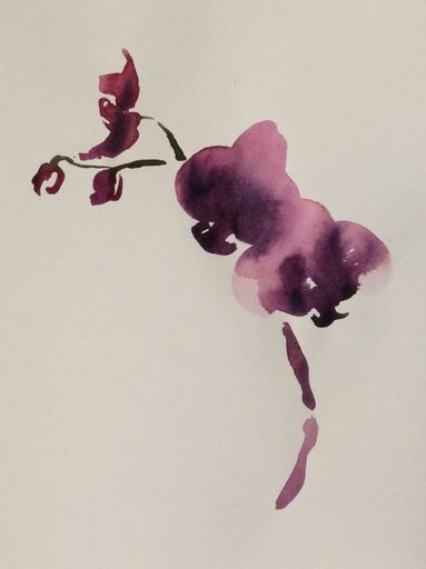 Orkide4, akvarel serie 4/9
