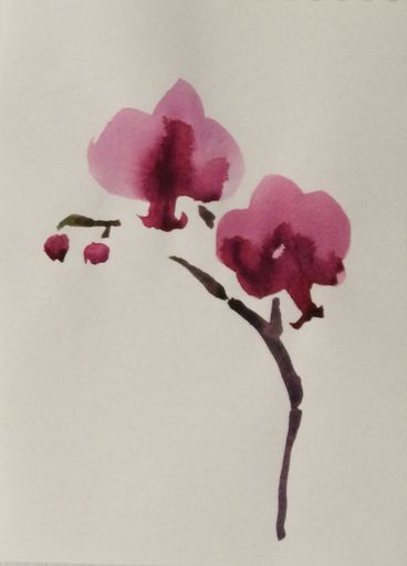 Orkide9, akvarel serie 9/9