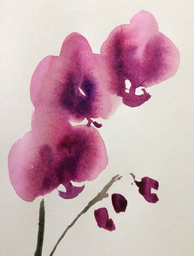 Orkide3, akvarel serie 3/9